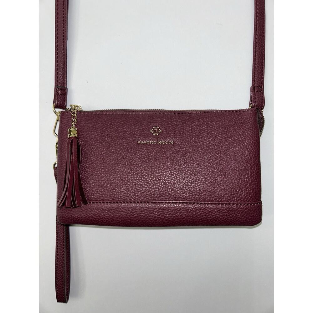 Nanette Lepore Pebbled Plum Faux Leather Crossbody/Detachable Wristlet Bag NWOT